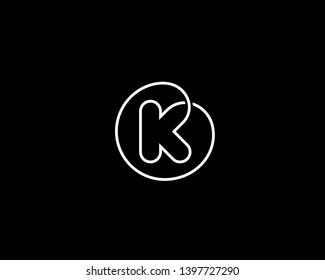 Line letter K vector symbol logo. Round linear creative abc logotype.