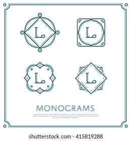 Line Letter L Monogram. Vector Logo. Design Border Elements. 