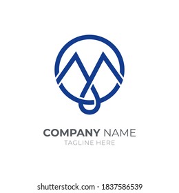Logo de la letra M. Letra inicial Estilo del logotipo de la línea M en forma de círculo con color azul