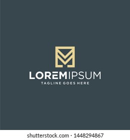 line letter M square logo design inspiration