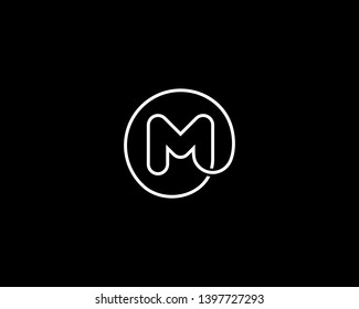 Line letter M vector symbol logo. Round linear creative abc logotype.