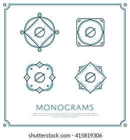 Line Letter O Monogram. Vector Logo. Design Border Elements.