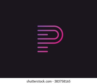 Line letter P logotype. Abstract moving airy logo icon design, ready symbol creative vector sign.