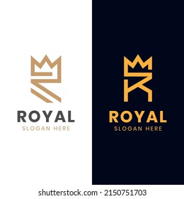 letra de línea Diseño del logotipo R, logotipo inicial R con icono de la marca real de la corona, logotipo inicial R icono diseño vectorial