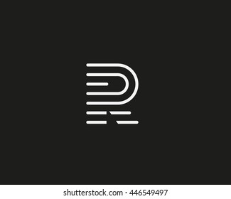 Line letter R logotype. Abstract moving airy logo icon design, ready symbol creative finger print vector sign. 