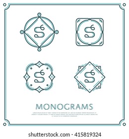 Line Letter S Monogram. Vector Logo. Design Border Elements.