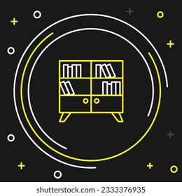 Bibliothekssymbol einzeln auf schwarzem Hintergrund. Farbiges Rahmenkonzept. Vektorgrafik