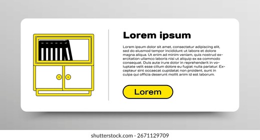 Icono de estantería de Biblioteca de línea aislado sobre fondo blanco. Concepto de contorno colorido. Vector