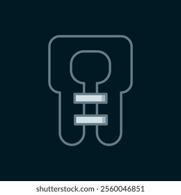 Line Life jacket icon isolated on black background. Life vest icon. Extreme sport. Sport equipment. Flat filled outline style with shadow. Vector