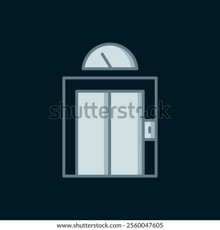 Line Lift icon isolated on black background. Elevator symbol. Flat filled outline style with shadow. Vector