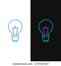 Line Light bulb with concept of idea icon isolated on white and black background. Energy and idea symbol. Inspiration concept. Colorful outline concept. Vector