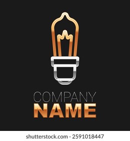 Line Light bulb with concept of idea icon isolated on black background. Energy and idea symbol. Inspiration concept. Colorful outline concept. Vector