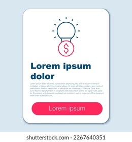 Bombilla de línea con símbolo de dólar aislado en fondo gris. Dinero haciendo ideas. Concepto de innovación de Fintech. Concepto de esquema colorido. Vector