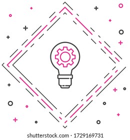 Line Light bulb and gear icon isolated on white background. Innovation concept. Business idea. Colorful outline concept. Vector Illustration