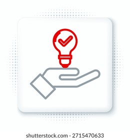 Linha Luz ícone na mão isolado no fundo branco. Conceito de ideia. Conceito de contorno colorido. Vetor