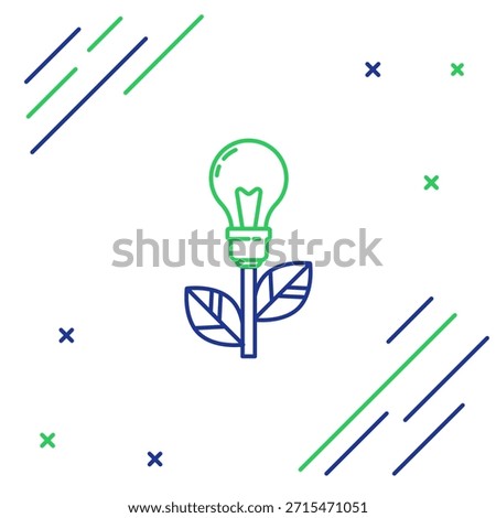 Line Light bulb with leaf icon isolated on white background. Eco energy concept. Alternative energy concept. Colorful outline concept. Vector