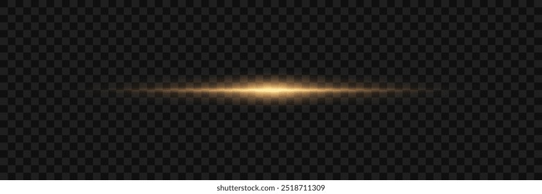 Line light flash. Horizontal beam of light. On a transparent background.