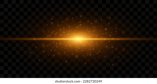 Line of light. Magic glow, particles of light, sparks.
