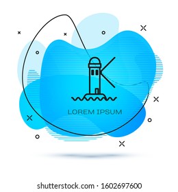 Line Lighthouse icon isolated on white background. Abstract banner with liquid shapes. Vector Illustration
