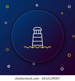 Line Lighthouse icon isolated on blue background. Colorful outline concept. Vector