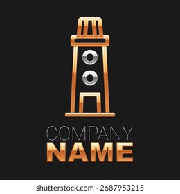 Icono del faro de la línea aislado en fondo negro. Concepto de contorno colorido. Vector