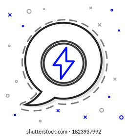 Line Lightning bolt icon isolated on white background. Flash sign. Charge flash icon. Thunder bolt. Lighting strike. Colorful outline concept. Vector Illustration