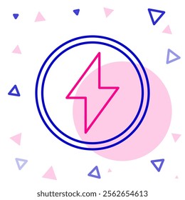 Line Lightning bolt icon isolated on white background. Flash sign. Charge flash icon. Thunder bolt. Lighting strike. Colorful outline concept. Vector Illustration