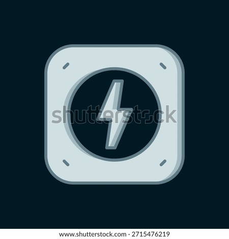 Line Lightning bolt icon isolated on black background. Flash sign. Charge flash icon. Thunder bolt. Lighting strike. Flat filled outline style with shadow. Vector