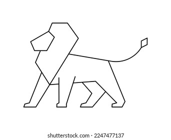 Line lion of geometric shapes icon vector illustration