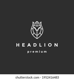 Line Lion head logo vector on black background
