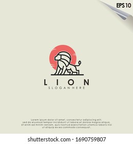 Diseño De Logotipo De Línea De León. Plantilla de logotipo de león. Diseño moderno. Logo plano. Ilustración vectorial
