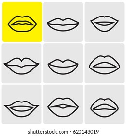 Line Lips Icons