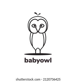 line little Barn owl logo design, vector graphic symbol icon illustration