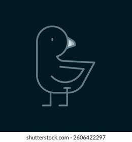 Line Little chick icon isolated on black background. Flat filled outline style with shadow. Vector