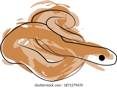 Line little snake with paint spots. Isolated vector illustration.