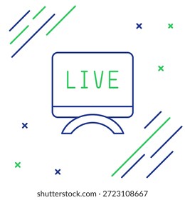 Icono de informe de línea en vivo aislado sobre fondo blanco. Noticias en vivo, noticias calientes. Concepto de contorno colorido. Vector