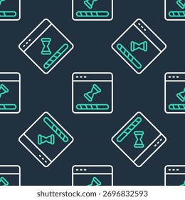 Linha Carregando uma janela de dados com um ícone de barra de progresso padrão uniforme isolado no plano de fundo preto.  Vetor