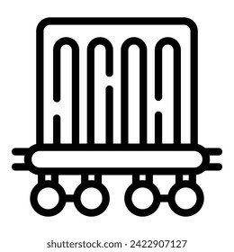 Line loading goods icon outline vector. Pallet storage. Barrel mover