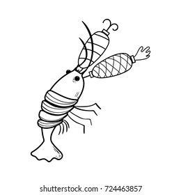 line lobster bitting spinner object to catch it