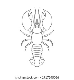 Line lobster icon isolated on white background. Outline simple flat design. Vector illustration.