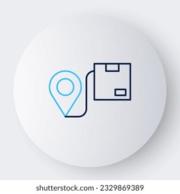 Line Location with cardboard box icon isolated on white background. Delivery services, logistic and transportation, distribution. Colorful outline concept. Vector