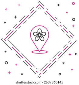 Line Location with flower icon isolated on white background. Colorful outline concept. Vector