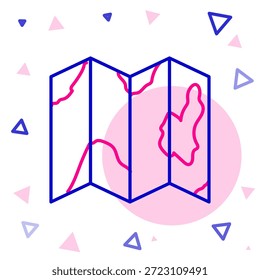 Línea de Locación de la selva en un icono de mapa aislado sobre fondo blanco. Concepto de contorno colorido. Vector