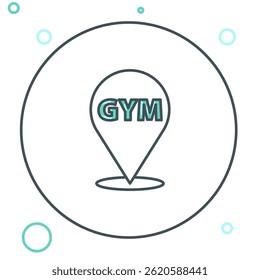 Line Location gym icon isolated on white background. Colorful outline concept. Vector