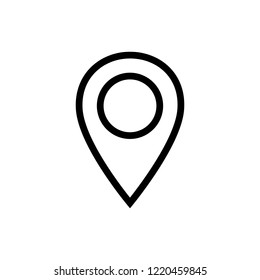 Line location icon. Pin sign Isolated on white background. Navigation map simbol in flat style. Simple abstract place icon in black. Vector illustration for graphic design, logo, Web, UI, mobile upp