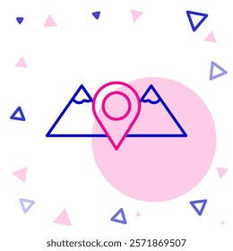Line Location mountains icon isolated on white background. Symbol of victory or success concept. Colorful outline concept. Vector