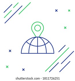 Line Location on the globe icon isolated on white background. World or Earth sign. Colorful outline concept. Vector