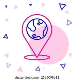 Line Location on the globe icon isolated on white background. World or Earth sign. Colorful outline concept. Vector