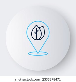Line Location pin with leaf inside icon isolated on white background. Leaves sign. Fresh natural product symbol. Colorful outline concept. Vector