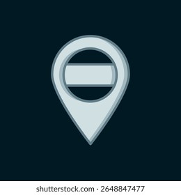 Line Location Russia icon isolated on black background. Navigation, pointer, location, map, gps, direction, place, compass, search concept. Flat filled outline style with shadow. Vector